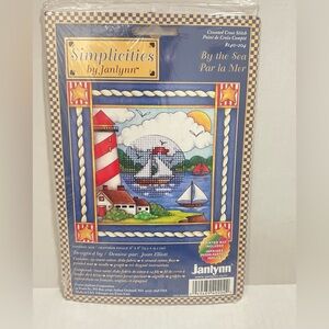 Simplicities By Janlynn By The Sea  Cross Stitch Kit Sailboat Lighthouse New